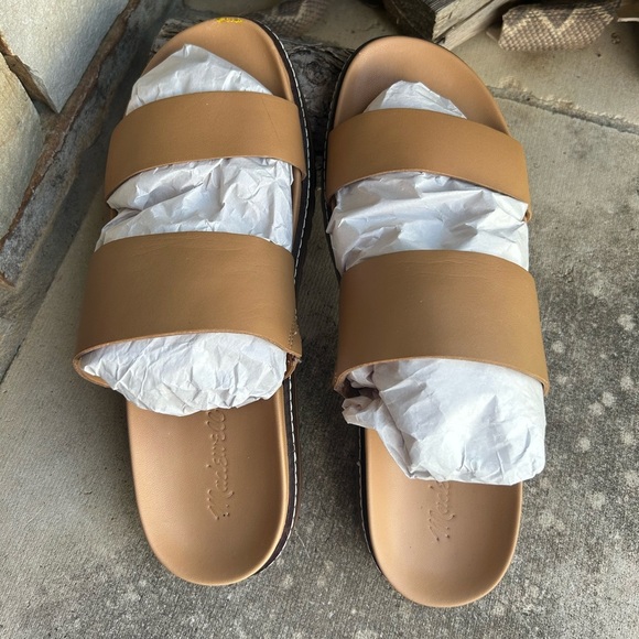 Madewell The Charley double strap slide leather sandal in Desert Camel Sz-10.5 I - Picture 11 of 14